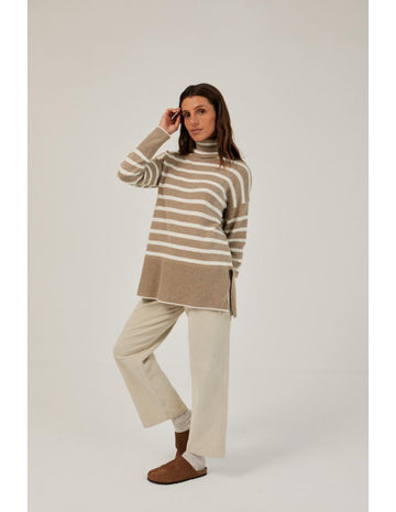 Turtle Neck Stripe Sweater